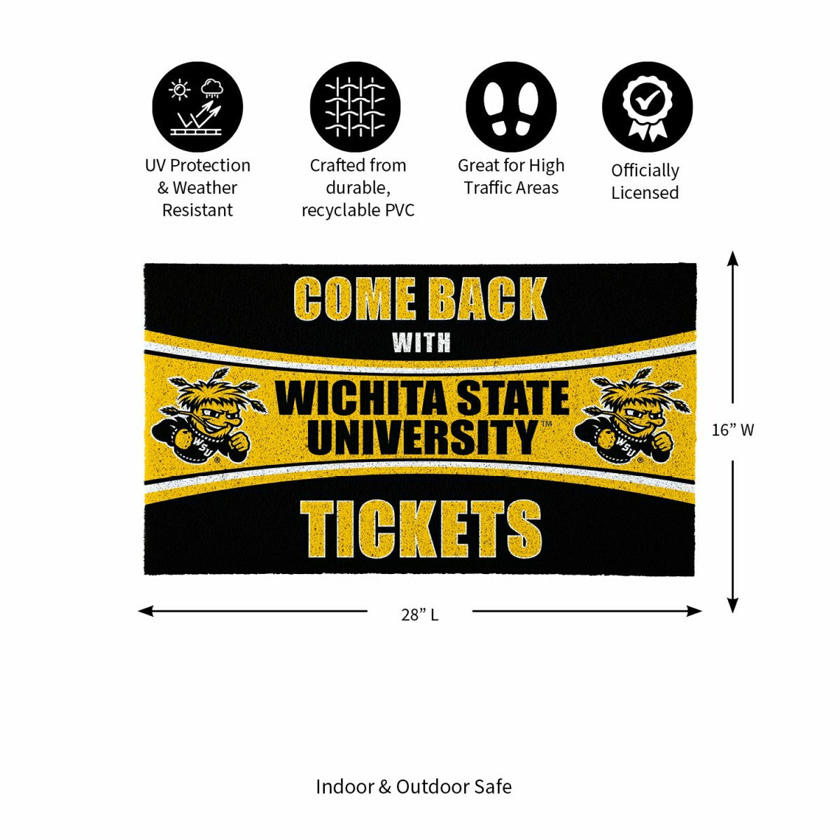 28" x 16" PVC Trapper Mat, Come Back with Tickets, Wichita State Unive - Collegiate