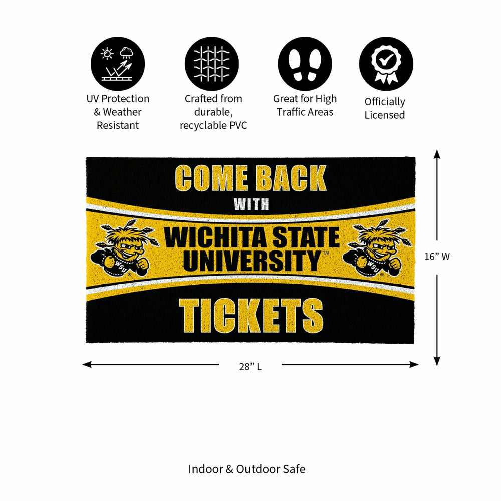 28" x 16" PVC Trapper Mat, Come Back with Tickets, Wichita State Unive - Collegiate