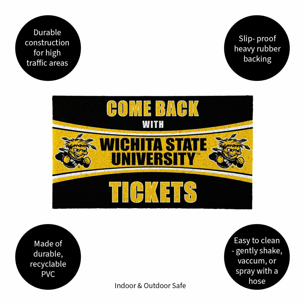 28" x 16" PVC Trapper Mat, Come Back with Tickets, Wichita State Unive - Collegiate