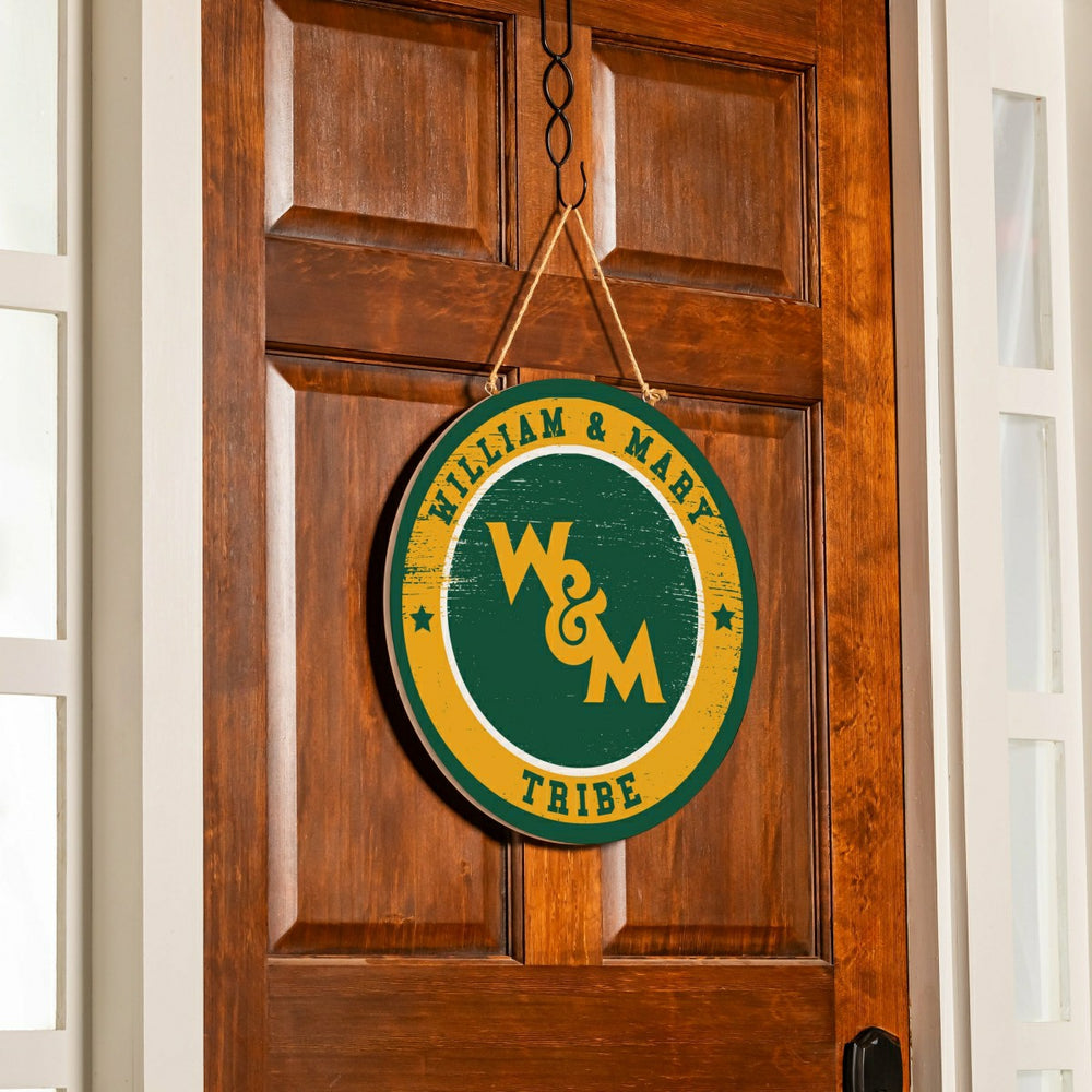 William & Mary Round Door Décor with Hanging Rope, 18x18 - Collegiate Home