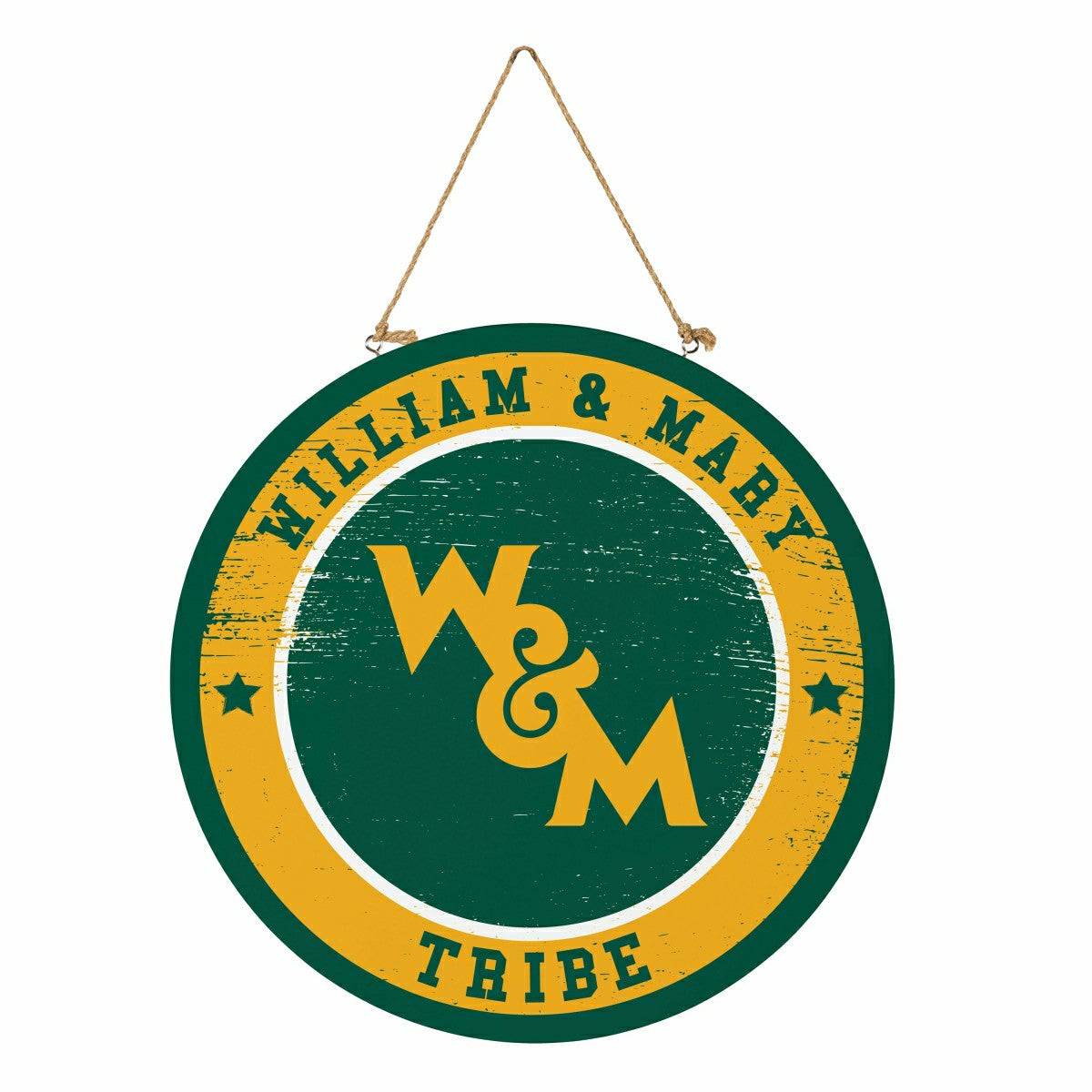 William & Mary Round Door Décor with Hanging Rope, 18x18 - Collegiate Home