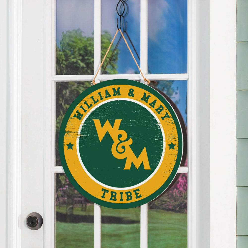 William & Mary Round Door Décor with Hanging Rope, 18x18 - Collegiate Home
