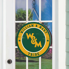 William & Mary Round Door Décor with Hanging Rope, 18x18 - Collegiate Home