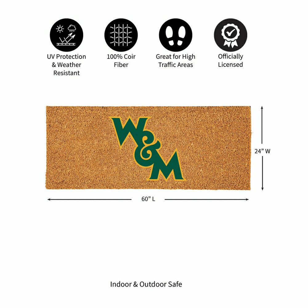 William & Mary Extra Large Full Color Coir Mat, 60"x24" - Collegiate