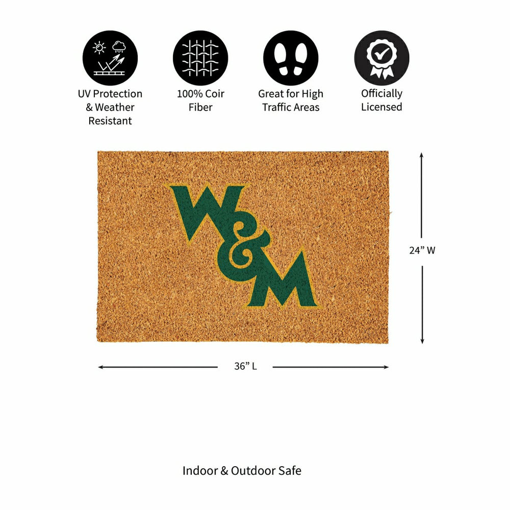 William & Mary Large Full Color Coir Mat, 36"x24" - Collegiate