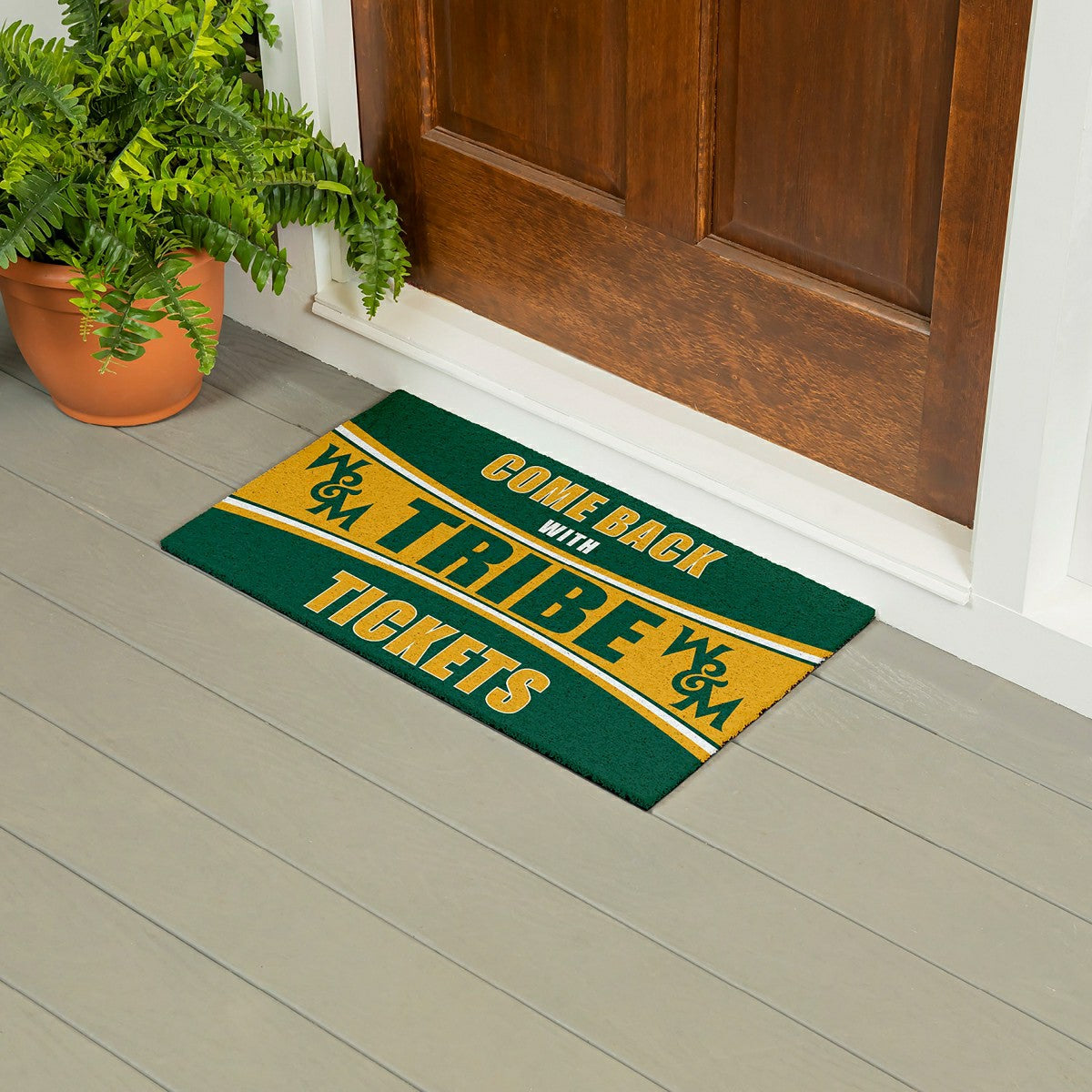 28" x 16" PVC Trapper Mat, Come Back with Tickets, William & Mary - Collegiate