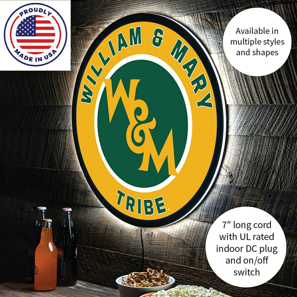 LED Wall Decor, Round, William & Mary - Collegiate Home