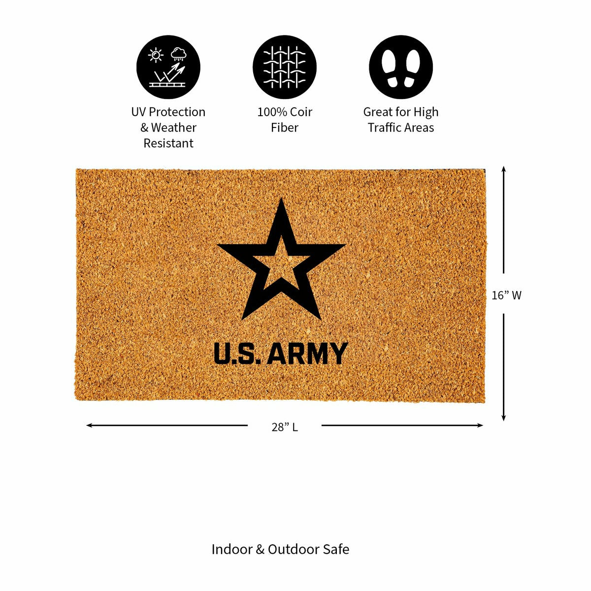 Coir Mat, 16"x28", US Army - US Military