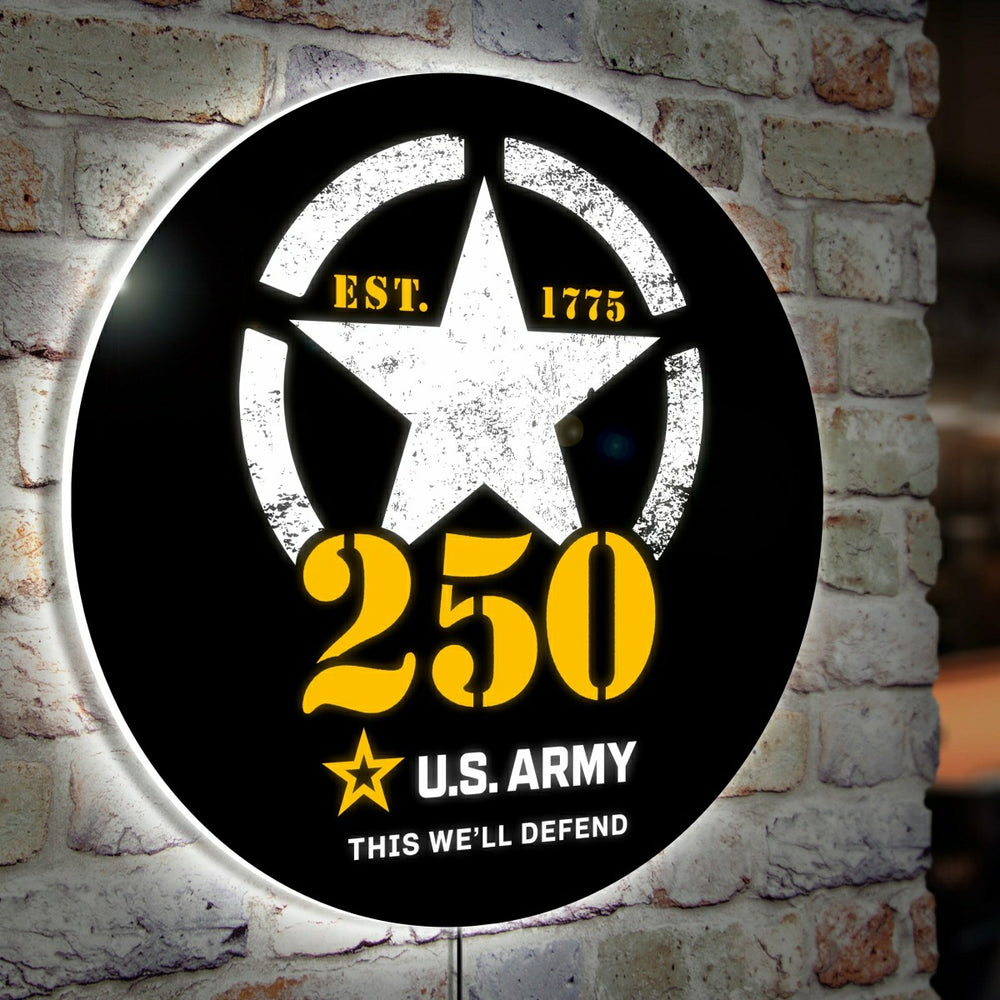 LED Wall Decor, Round, US Army, 250th Anniversary - US Military