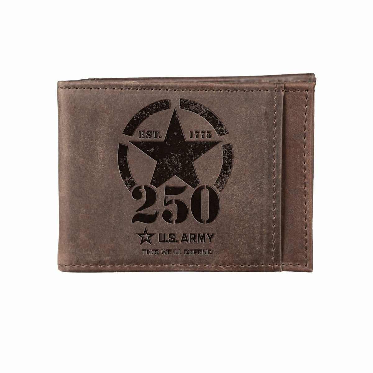 Front Pocket Wallet w/ RFID Blocking, US Army, 250th Anniversary, Brow - US Military Home