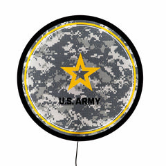 US Army Military Large Round Edgelite LED Decor - US Military Home