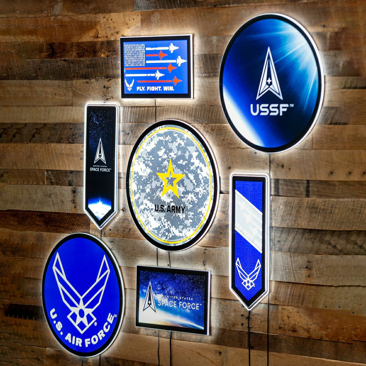 US Army Military Large Round Edgelite LED Decor - US Military Home