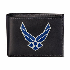 U.S. Air Force Black Bi-Fold Embroidered Wallet w/ RFID Blocking - US Military Home