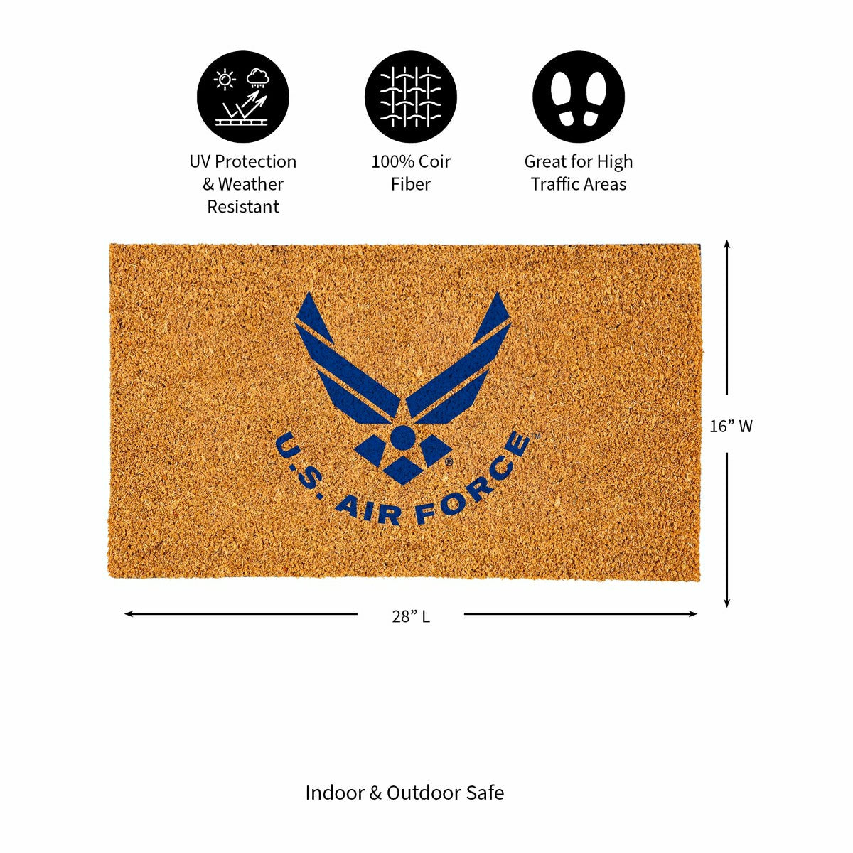 Coir Mat, 16"x28", US Air Force - US Military