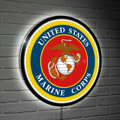 US Marine Corps Military Round LED Wall Decor - US Military Home