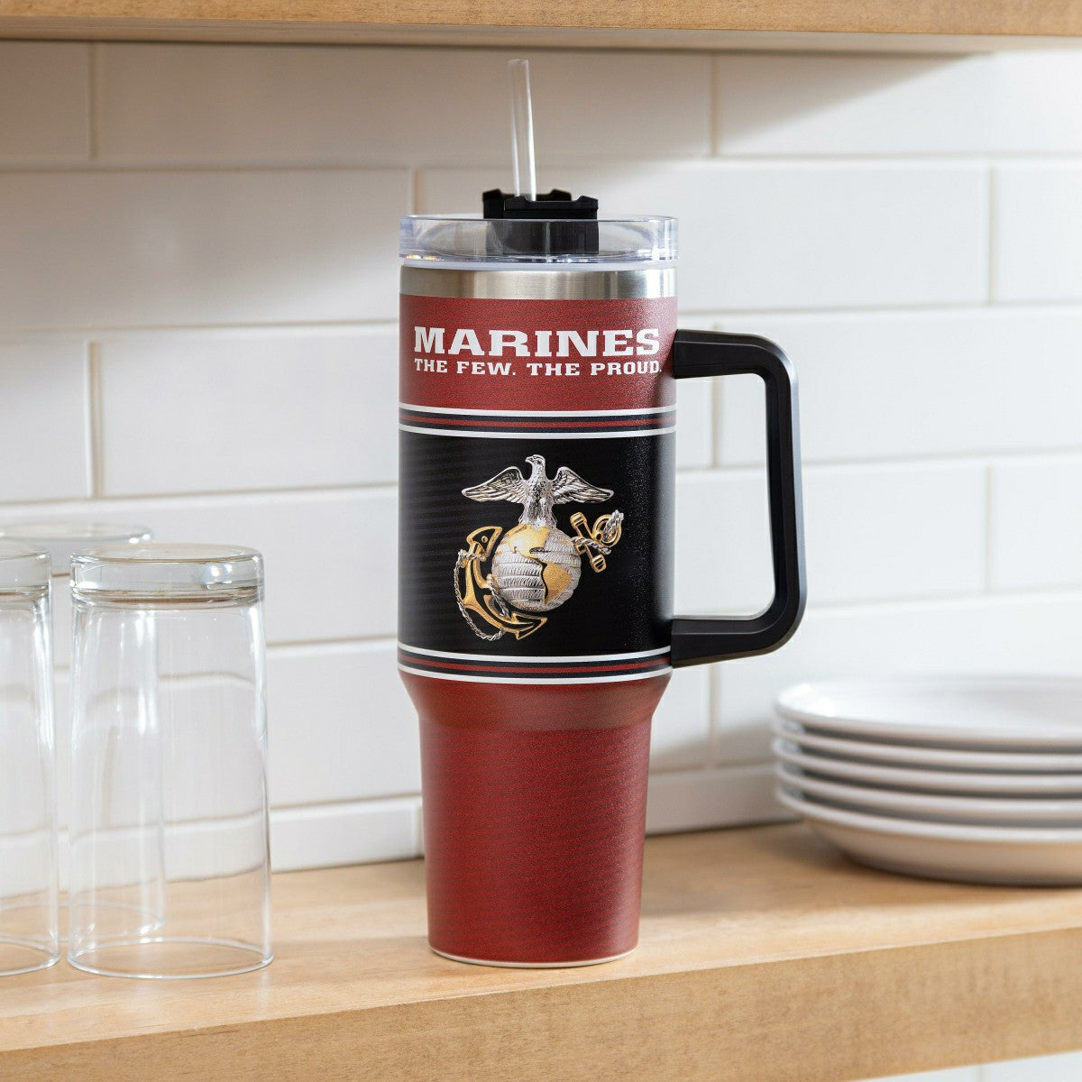 40oz Stainless Steel Canyon Cup w/ Straw, US Marine Corps - US Military Home