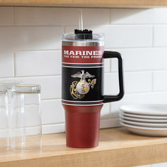 40oz Stainless Steel Canyon Cup w/ Straw, US Marine Corps - US Military Home