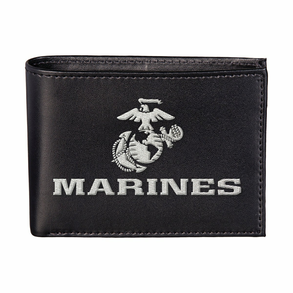 U.S. Marine Corps Black Bi-Fold Embroidered Wallet w/ RFID Blocking - US Military Home
