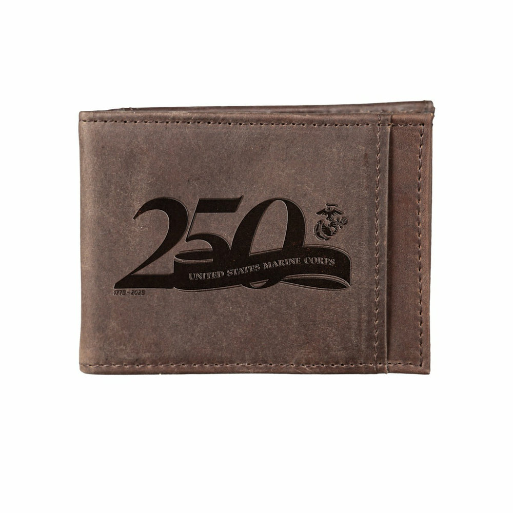 Front Pocket Wallet w/ RFID Blocking, US Marine Corps, 250th Anniversa - US Military Home