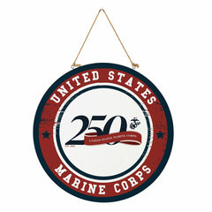 US Marine Corps, 250th Anniversary Round Door Décor with Hanging Rope, - US Military Home