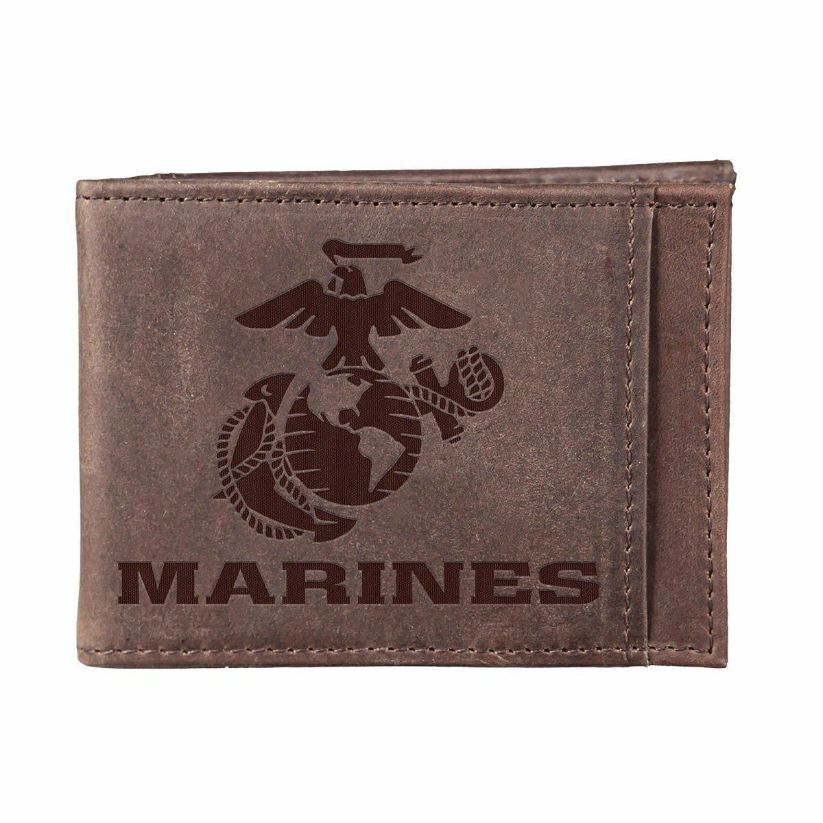 US Marine Corps Brown Front Pocket Wallet with RFID Blocking, 100% Gen - US Military Home