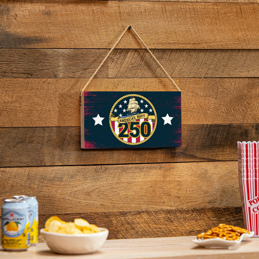 US Navy, 250th Anniversary Wood Wall Sign, 6x11 - US Military