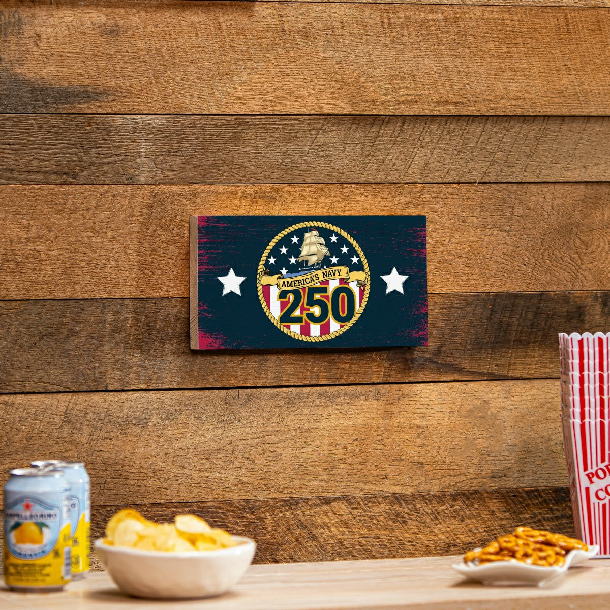 US Navy, 250th Anniversary Wood Wall Sign, 6x11 - US Military