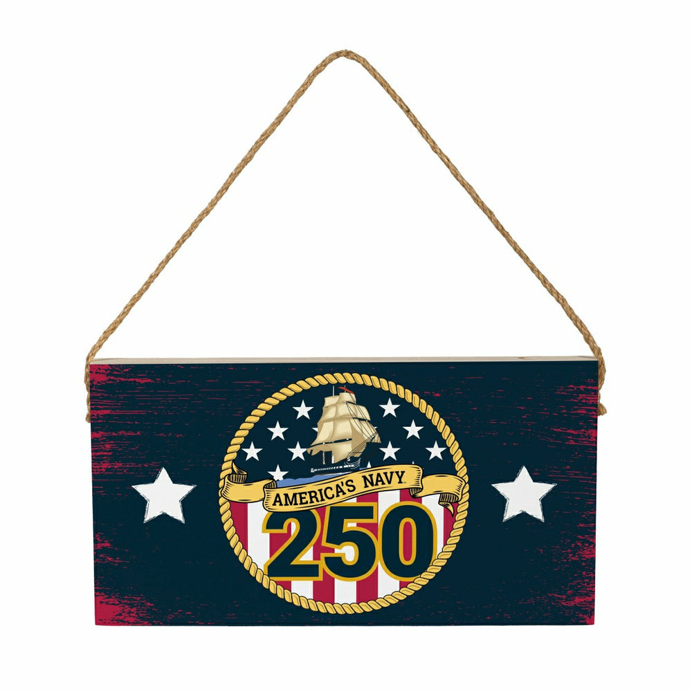 US Navy, 250th Anniversary Wood Wall Sign, 6x11 - US Military
