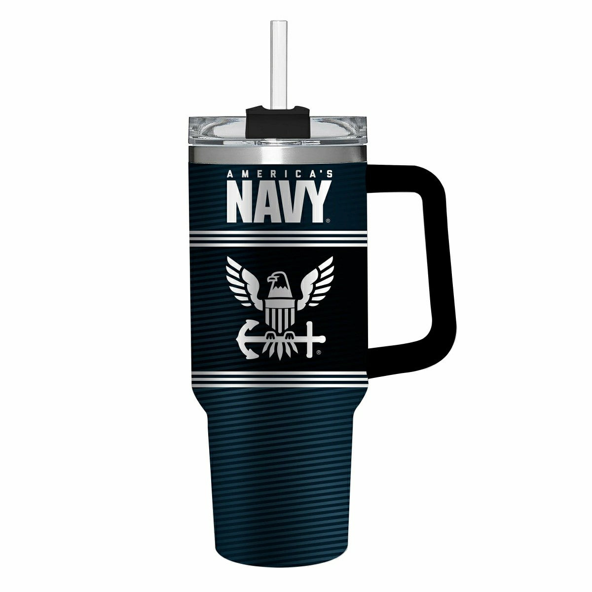 40oz Stainless Steel Canyon Cup w/ Straw, US Navy - US Military Home