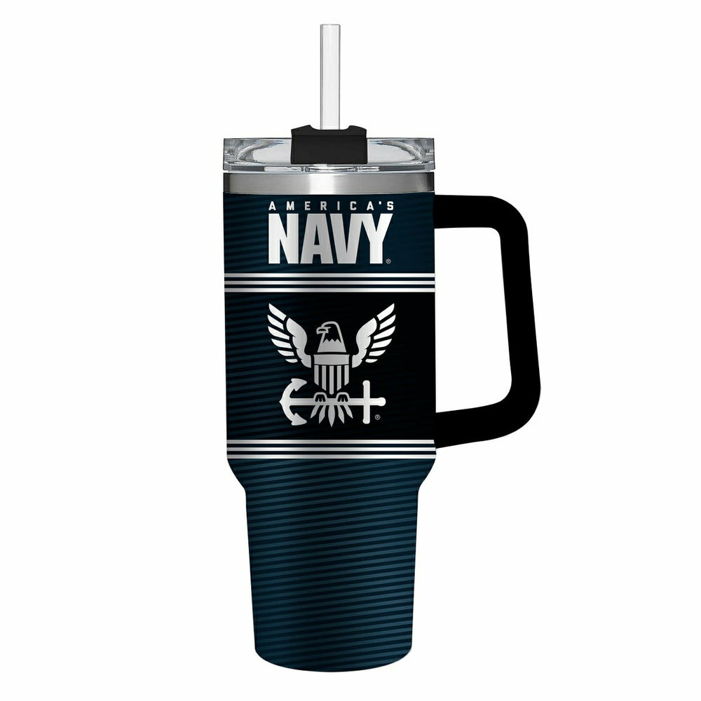 40oz Stainless Steel Canyon Cup w/ Straw, US Navy - US Military Home