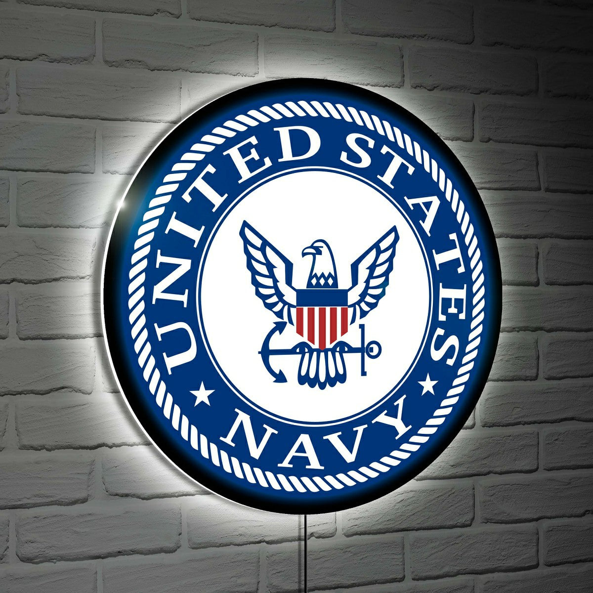 US Navy Military Round LED Wall Decor - US Military Home