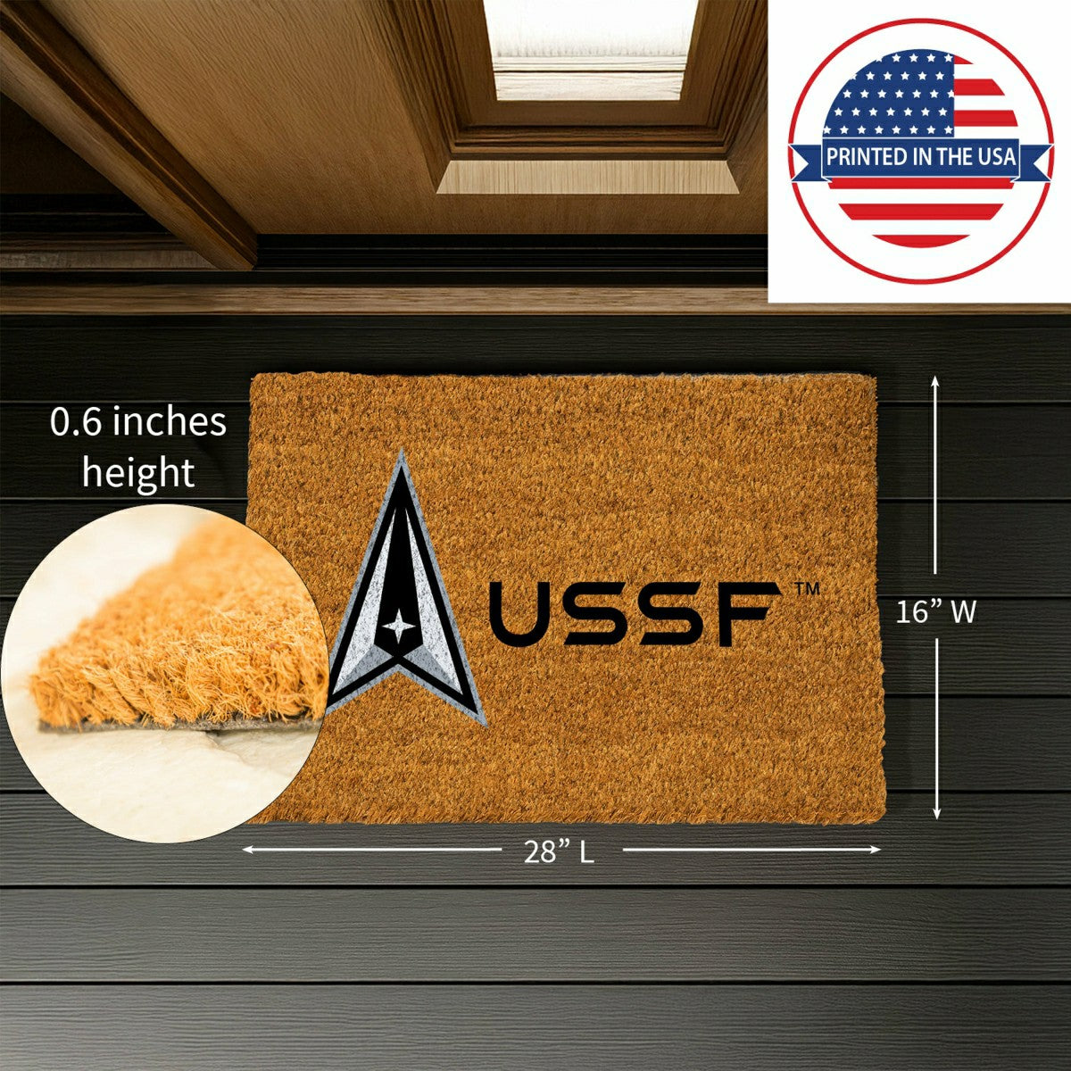 Coir Mat, 16"x28", US Space Force - US Military