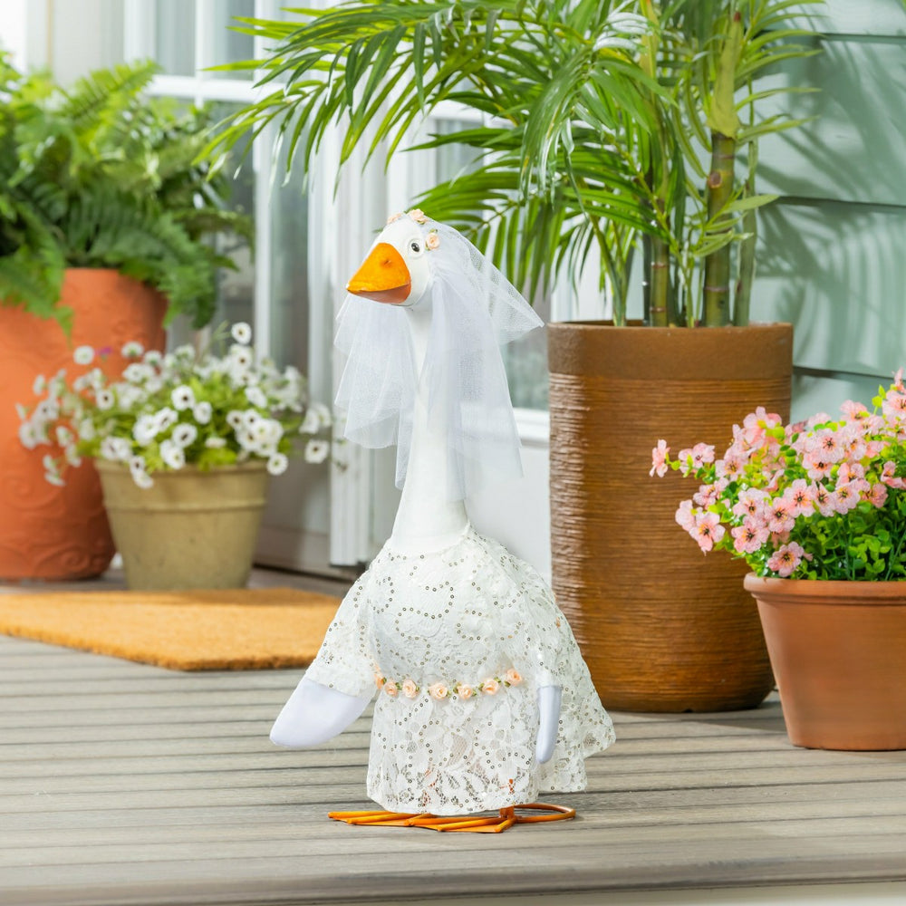 Metal Porch Goose Statue, 21"H - Home
