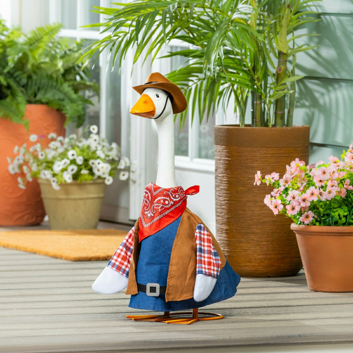 Metal Porch Goose Statue, 21"H - Home