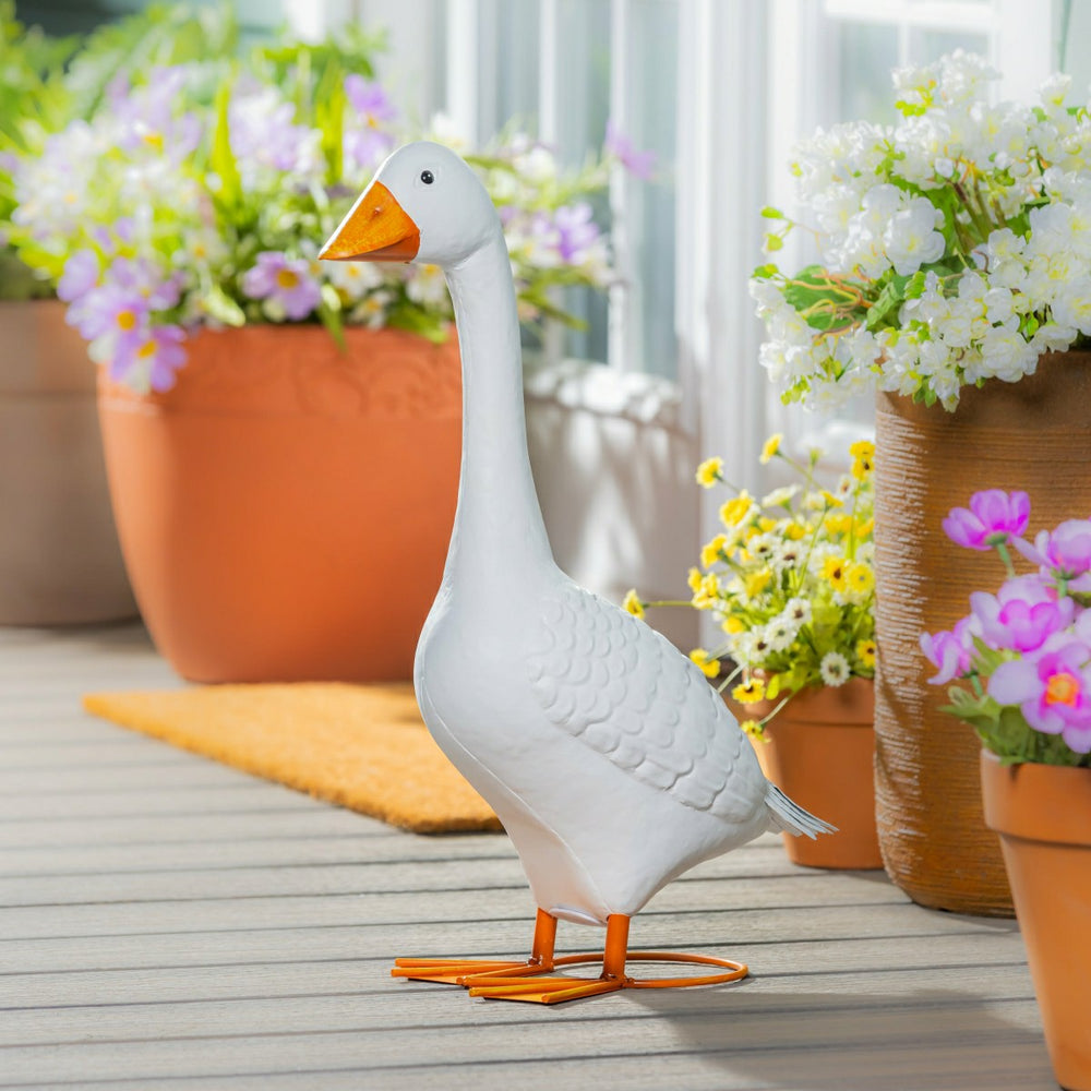 Metal Porch Goose Statue, 21"H - Home