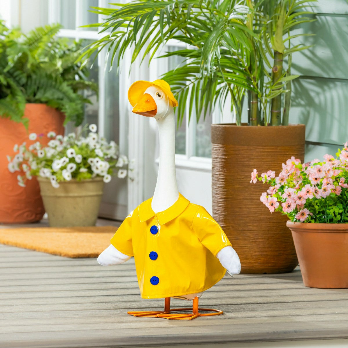 Metal Porch Goose Statue, 21"H - Home