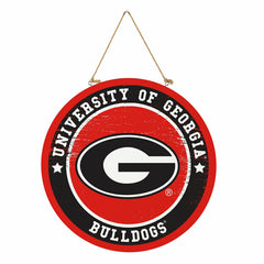 University of Georgia Round Door Décor with Hanging Rope, 18x18 - Home Collegiate