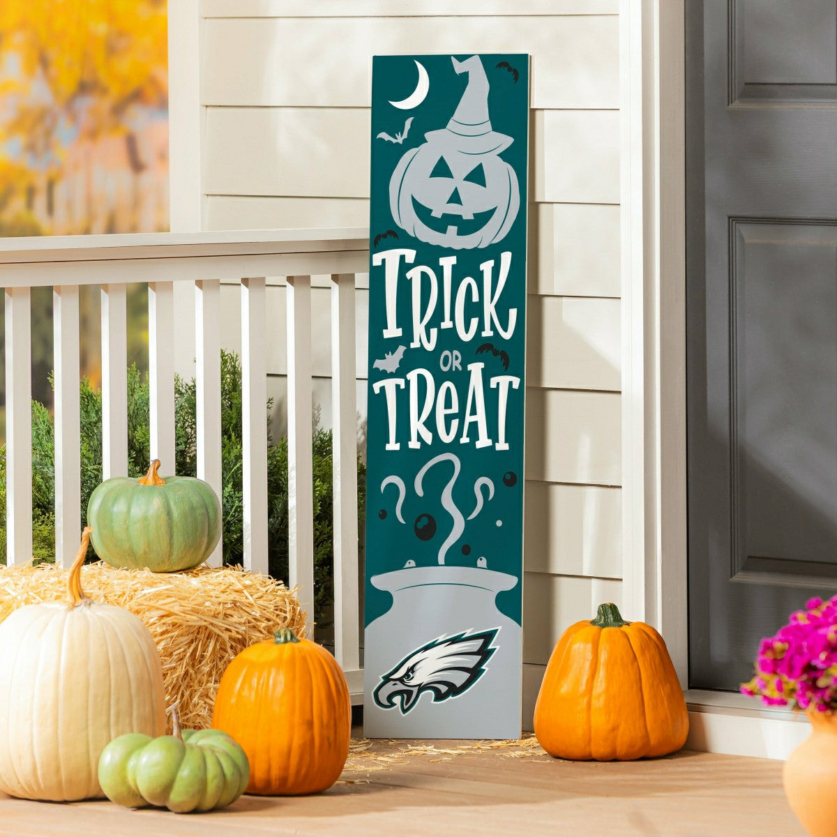 47" Double Sided Leaner, Philadelphia Eagles, Halloween - Home NFL