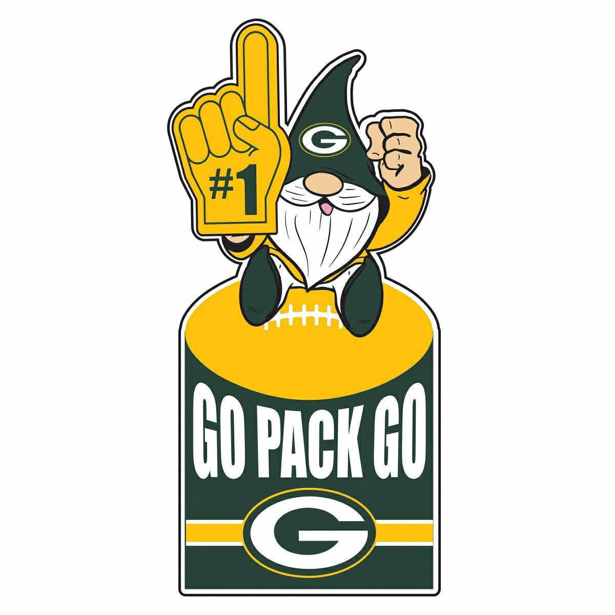 Green Bay Packers Gnome Metal Sign 10"L x 30"H - Home NFL