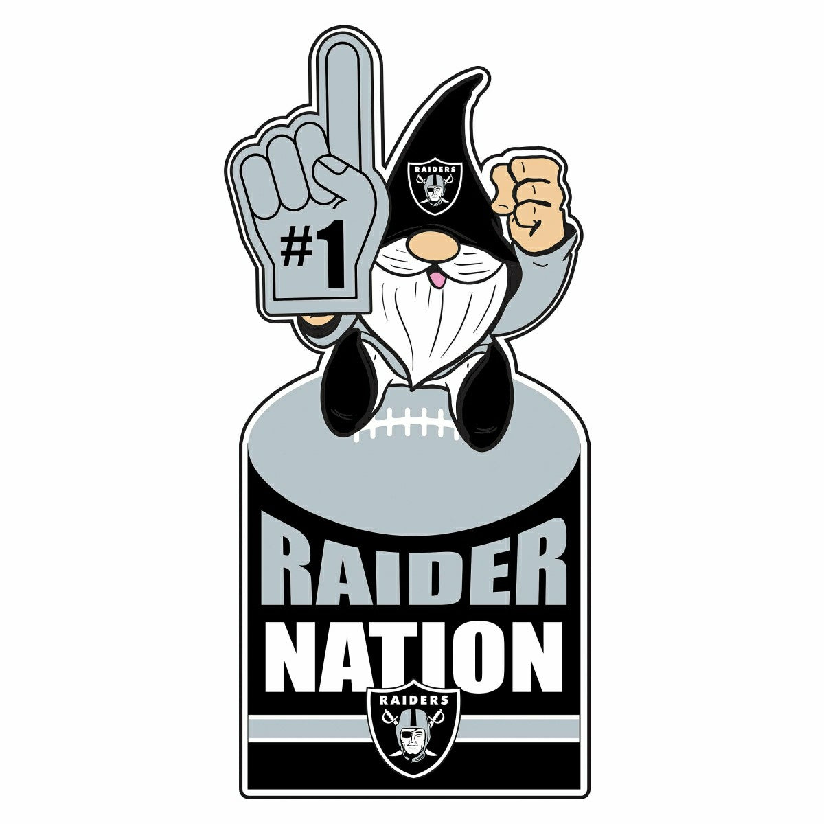 Las Vegas Raiders Gnome Metal Sign 10"L x 30"H - Home NFL