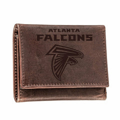 Atlanta Falcons, Tri-Fold Wallet, Brown, CH, 100% Genuine Leather - NFL Home