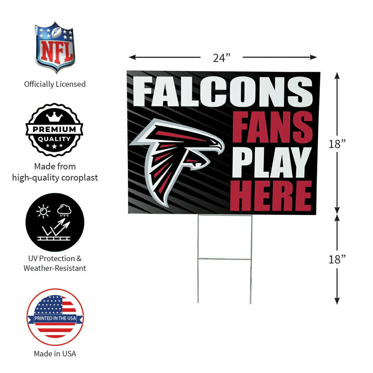 Atlanta Falcons Coroplast Yard Sign "Fans Play Here" - NFL Home