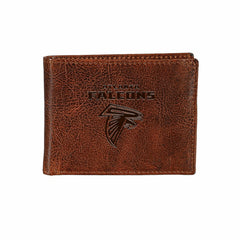 Atlanta Falcons, Embossed 100% Genuine Tumbled Leather Passcase Bi-Fol - NFL Home