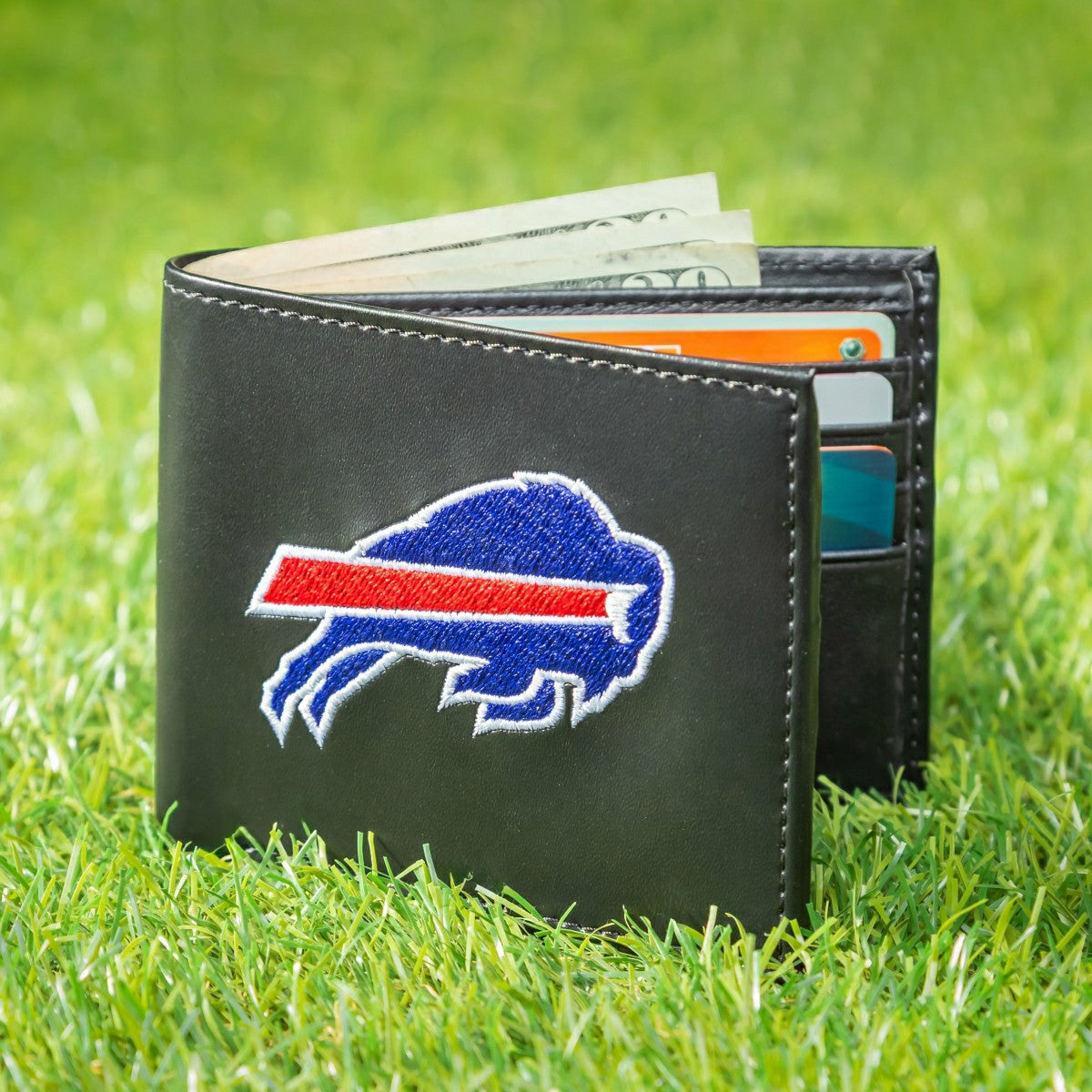 Buffalo Bills Black Bi-Fold Embroidered Wallet w/ RFID Blocking - NFL Home
