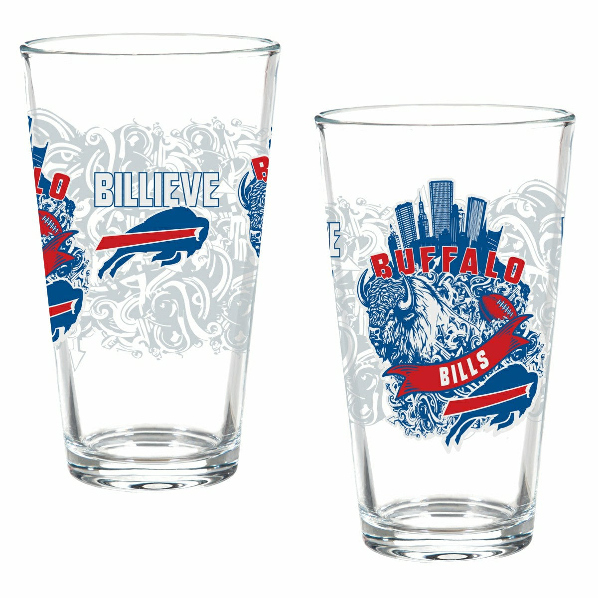 Buffalo Bills 16oz Glass pint, Set of 2 - NFL Home