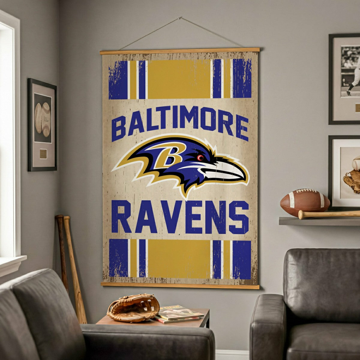 Baltimore Ravens, Canvas Wall Tapestry, Large, 54x36 - NFL Home