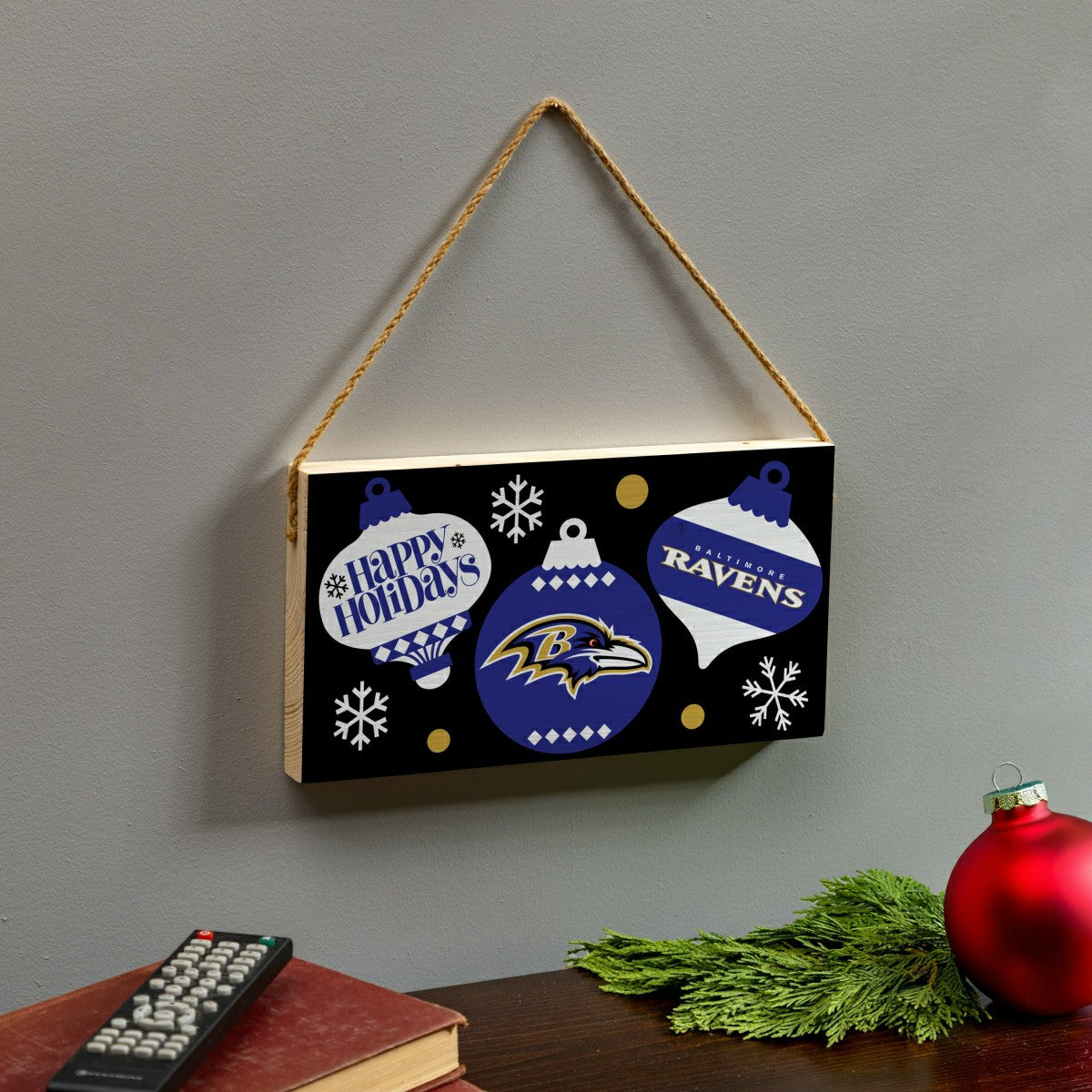 Baltimore Ravens Holiday Wood Wall Sign, 6x11 - NFL Home