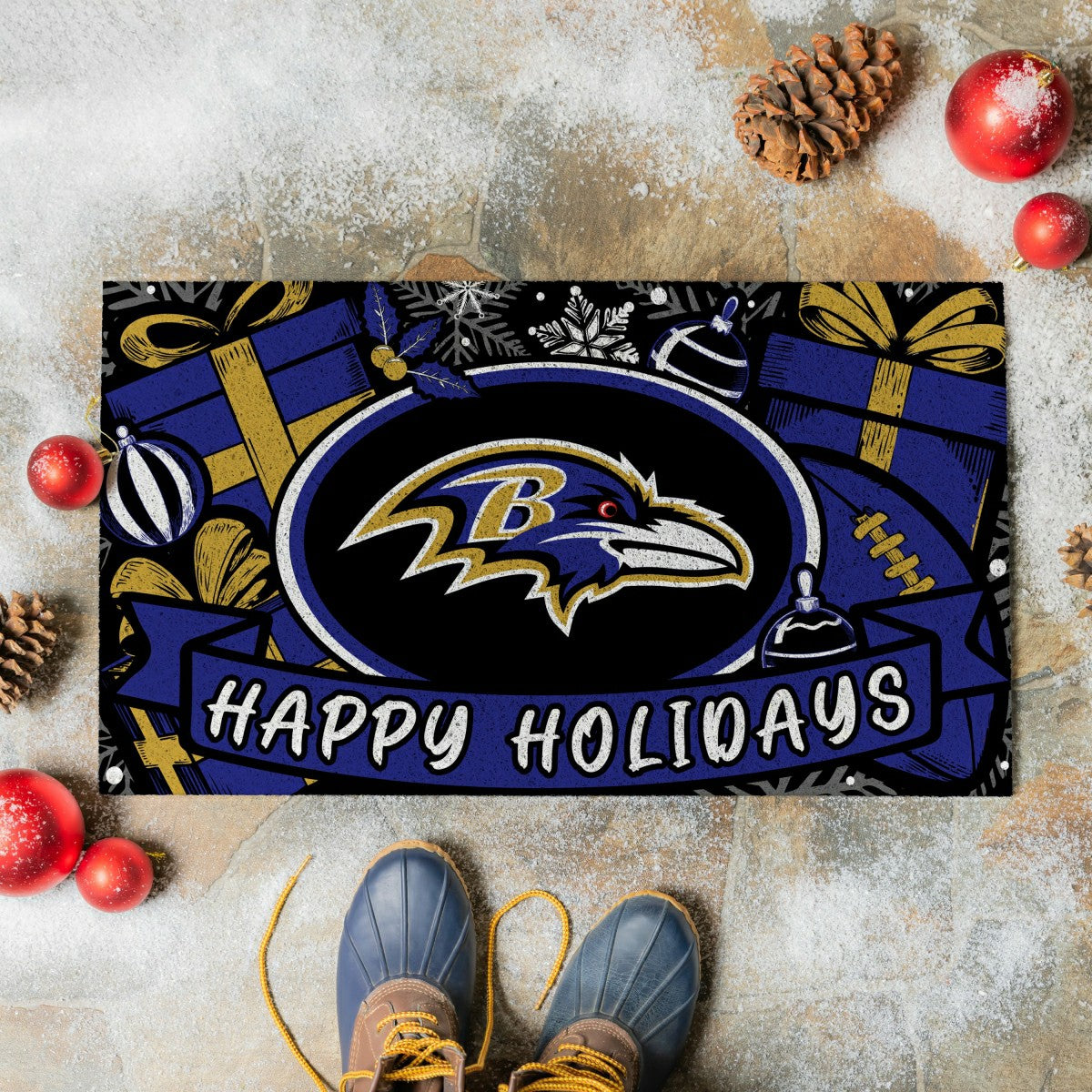 Baltimore Ravens Holiday PVC Mat, 28"x16" - NFL