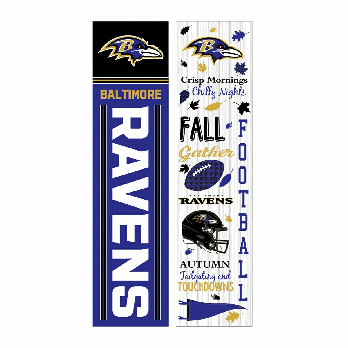46" Double Sided Leaner, Baltimore Ravens, Fall Seasonal - NFL Home