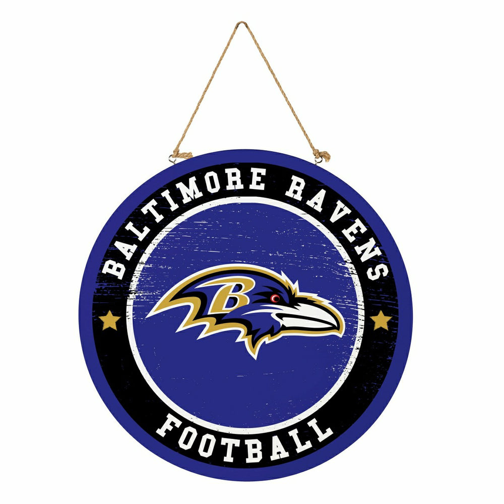 Baltimore Ravens Round Door Décor with Hanging Rope, 18x18 - NFL Home